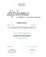diploma lektorice Tatjane Hren